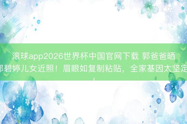 滚球app2026世界杯中国官网下载 郭爸爸晒郭碧婷儿女近照！眉眼如复制粘贴，全家基因太坚定！